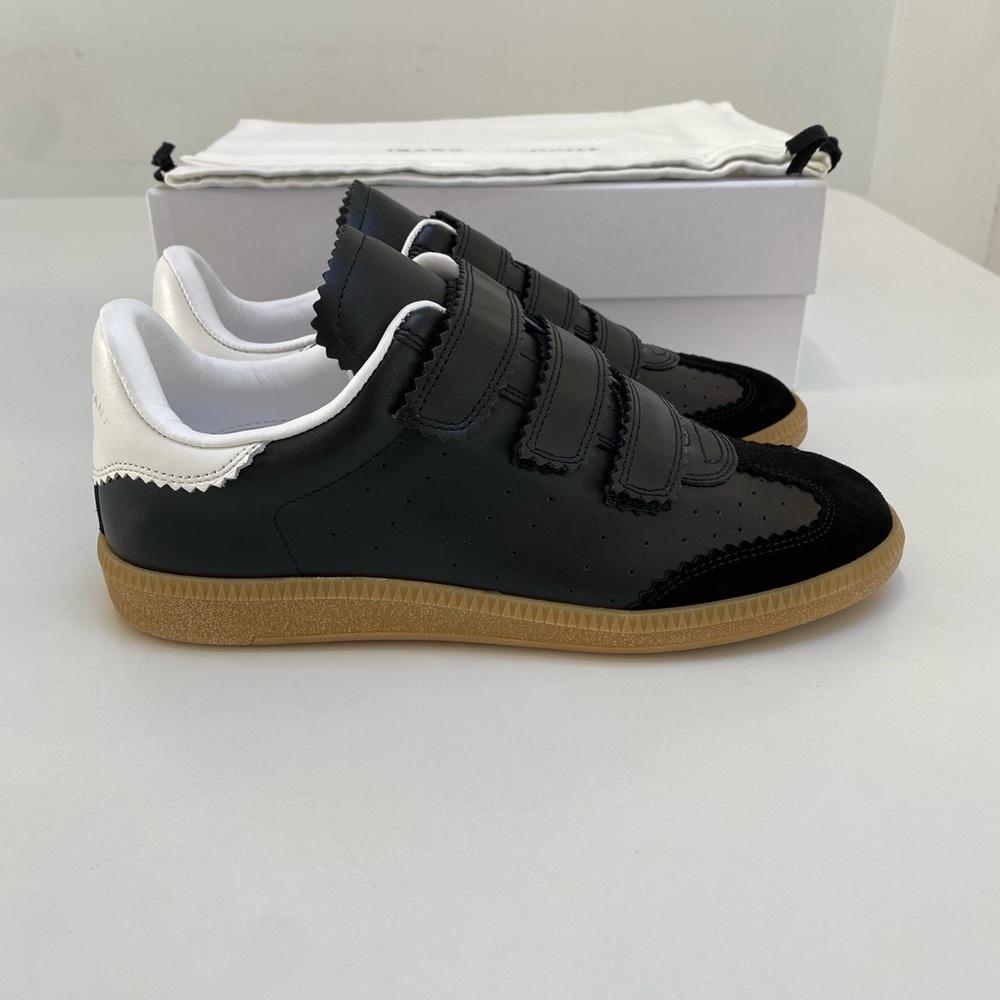 Isabel Marant Beth Sneaker in Black Leather/Gum Sole sz 38 New in Box - Picture 2 of 10